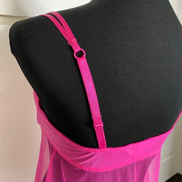 Victoria’s Secret Y2K (2003) Mesh Flyaway Babydoll (36B) Fuchsia - Picture 5 of 7